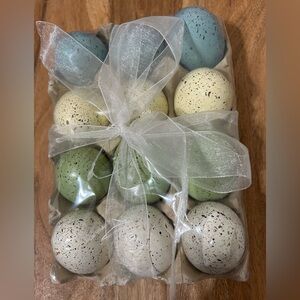 NEW Set of 12 Faux Easter Eggs In Carton Pastel Speckled Bowl Filler